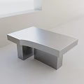 Modern Living Room Coffee Table With Sleek Silver Metal Surface And Geometric Base