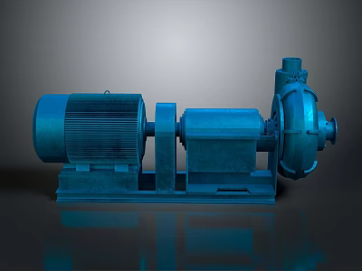 Blue Industrial Mechanical Equipment With Electric Motor Pump And Base Structure 3d model
