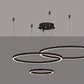 Modern Annular Chandelier Design Featuring Circular LED Light Rings And Sleek Black Frame