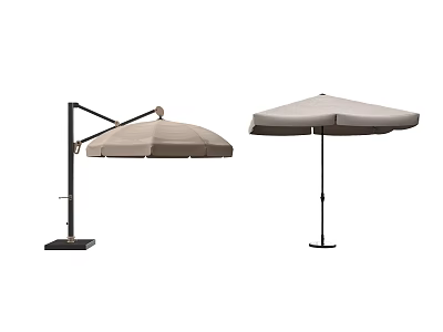 Patio Umbrella Cantilever And Straight Pole Beige Sunshade For Outdoor Use 3d model
