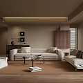 Modern Minimalist Living Room Interior With Beige Sofa Wooden Flooring And Coffee Table