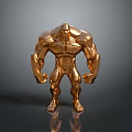 Golden Muscular Man Sculpture With Shiny Surface And Strong Physique