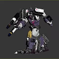 Purple And Pink Mechanical Robot With Yellow Armor Weapons And Battle Stance In 3D Render