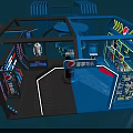 Modern Blue Pepsi Exhibition Booth Design Featuring Mannequin And Display Elements 3d model