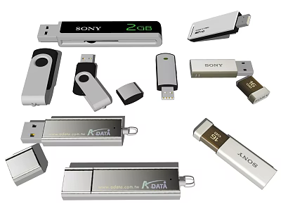 Various Design Digital USB Flash Drives With Metal Casing And Brand Logos 3d model