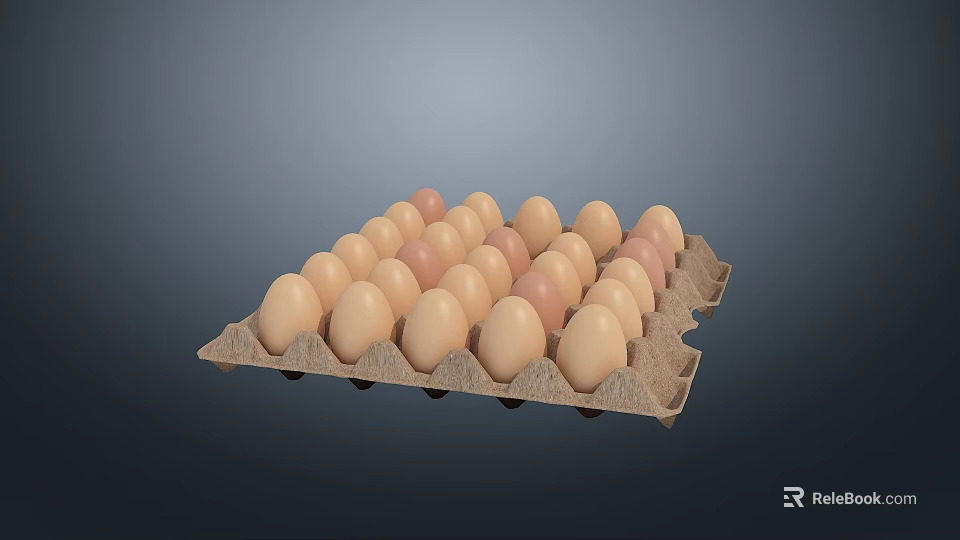 Fresh Brown Eggs in Cardboard Tray for Healthy Daily Meals 3d model 