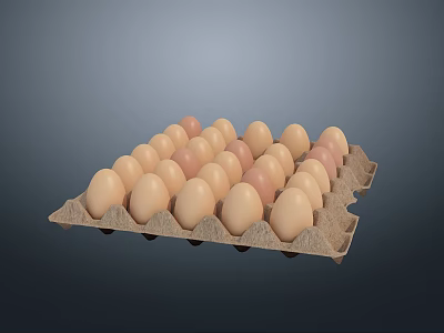 Fresh Brown Eggs in Cardboard Tray for Healthy Daily Meals 3d model