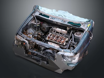 Car Engine Bay Internal Structure Featuring Mechanical Components And Cylinder Head 3d model