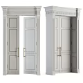 Elegant White Double Doors with Brass Handles and Decorative Trim for Home Interior