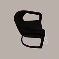 Modern Black Single Chair With Leather Seat And Curved Armrests Design