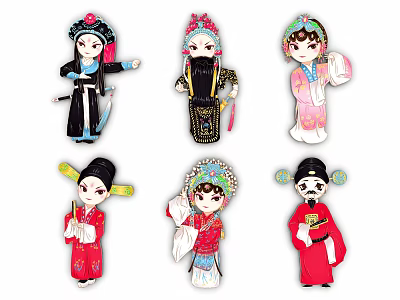 Multiple Traditional Chinese Opera Characters With Colorful Costumes And Diverse Roles 3d model