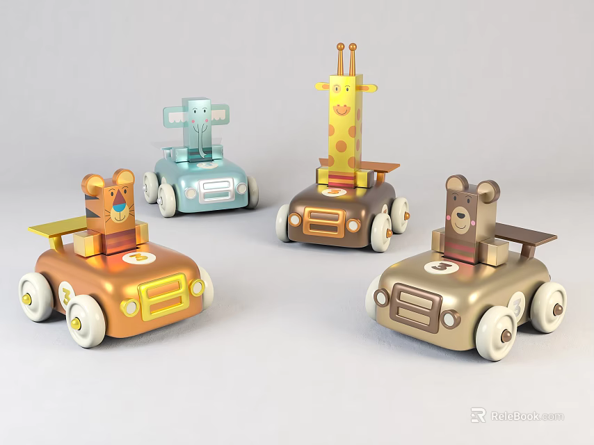 Colorful Animal Shaped Toy Cars For Kids With Wheels And Cute Designs 3d model 