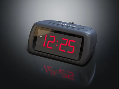 Sony Ericsson Black Digital Alarm Clock With Red Display And Sleek Surface Reflection 3d model