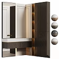 Modern Bathroom Vanity Design With Wooden Cabinet Mirror And LED Lighting Features