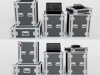 Stackable Metal Frame Cases With Equipment For Storage And Transportation 3d model