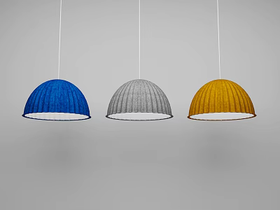 Knitted Dome Shaped Pendant Lights in Blue Gray and Yellow Colors 3d model