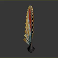 Decorative Fan Pendant with Red Sun Blue Waves and Yellow Surface Design