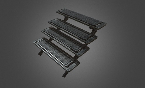 Industrial LOFT Steps Stairs Metal Stairs 3d model