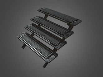 Industrial LOFT Steps Stairs Metal Stairs 3d model