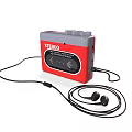 Portable Red And Gray Stereo AM FM Radio Cassette Player With Headphones For Daily Use