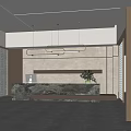 Modern sales office lobby front desk 3d model