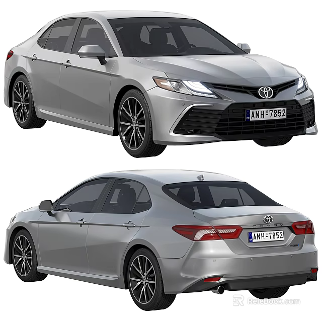 Silver Toyota Camry Front And Rear View 3d model 