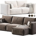 Cream wind multi-person sofa 3d model