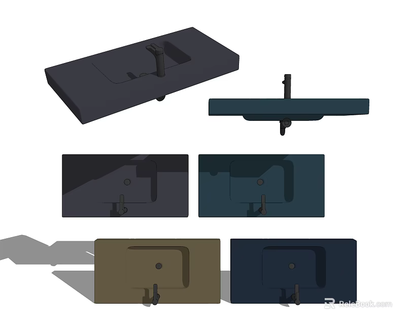 Modern Washbasin Designs For Bathroom With Multiple Colors And Styles 3d model