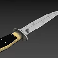 Military Tactical Knife Featuring Black Handle Golden Accents And Sharp Silver Blade