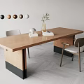Modern Dining Table and Chair Combination Color Matching Log Table Dining Table Strip 3d model