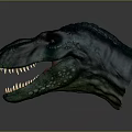 Realistic Dinosaur Head Model With Green Scaly Skin And Sharp Teeth 3d model