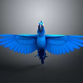 Vibrant Blue Parrot Animal Painting With Spread Wings And Detailed Feathers