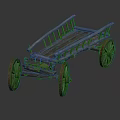 Vintage Old Wooden Cart With Worn Planks And Four Spoked Wheels