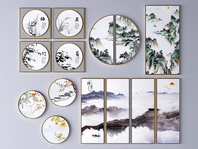 New Chinese Landscape Painting Landscape Decoration Hanging Painting model