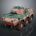 Military Armored Vehicle With Camouflage Paint Six Wheel Design And Mounted Antennas