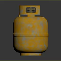 Yellow Rusty Gas Cylinder With Metal Handle And Valve For Industrial Use