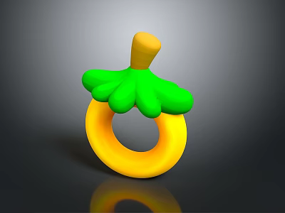 Yellow Green Decorative Clothing Accessory Ring With Leaf And Stem Design 3d model