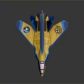 Yellow And Blue Fighter Jet Model With Detailed Design And The Daring Logo