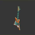 Star Shaped Orange White Toy Electric Guitar With Black Strings And Glossy Surface
