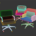 Modern Office Chairs Black Red And Beige With Armrests And White Wheeled Bases