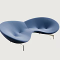Modern Blue Curved Two-Seater Sofa with Upholstered Fabric and Metal Legs for Living Room
