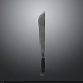 Long Serrated Blade Weapon With Sharp Edge And Black Red Handle