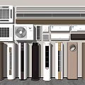 Various Types of Air Conditioners and Fans with Different Styles for Home Use