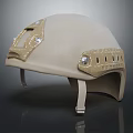 Beige Protective Helmet With Metal Fittings And Side Vent Holes Design