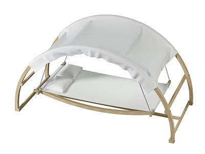 Relaxing Hammock with White Cushion and Gold Metal Stand Outdoor Design 3d model