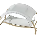 Relaxing Hammock with White Cushion and Gold Metal Stand Outdoor Design