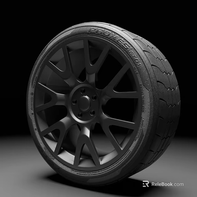 High Performance Tire With Black Stylish Wheel Rim And Tread Pattern Design 3d model 