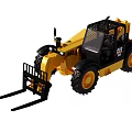 CAT Yellow Forklift Function Vehicle With Black Cabin Large Tires And Fork Attachment