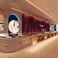 Elegant Costume Jewelry Store Interior With Gold Counters And Lighting Design