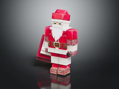 Christmas Themed Furniture Decoration Santa Claus Block Figure With Red Transparent Material And White Beard 3d model